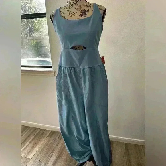 Free People Righteous Jumpsuit Falling Water Blue Large - Picture 4 of 12